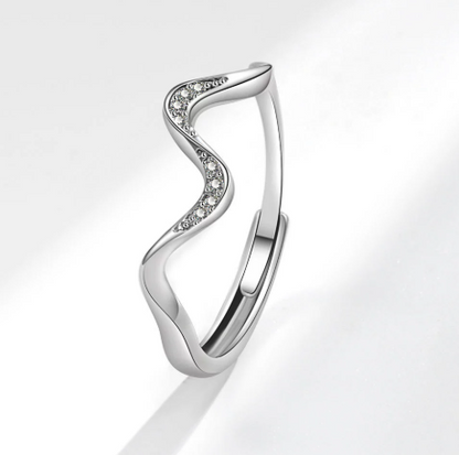 Water Wave Silver Ring in Fashion Design