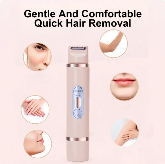 Dual-Head Electric Shaver Painless Women's Epilator Bikini Hair Removal Device Automatic Hair Trimmer Underarm Facial Lips Leg