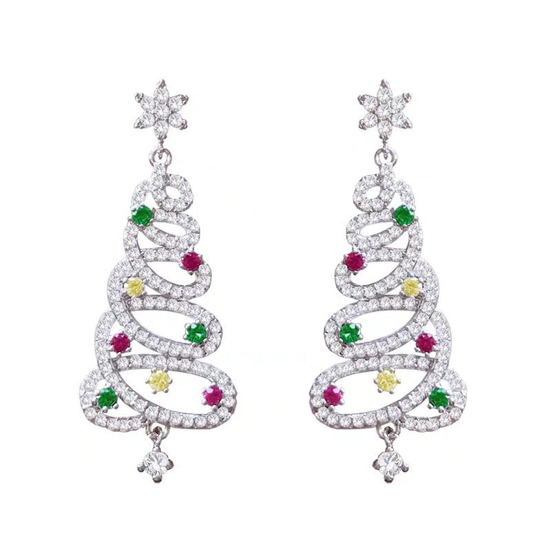 Christmas Tree Rhinestone Earrings