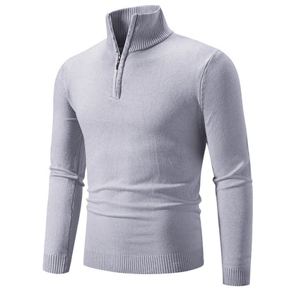 2023 Men's Plus Size Fleece Zip Mock Neck Sweater