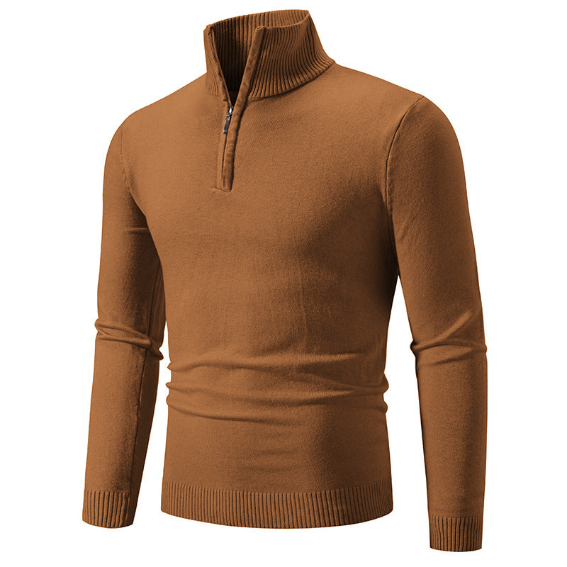2023 Men's Plus Size Fleece Zip Mock Neck Sweater