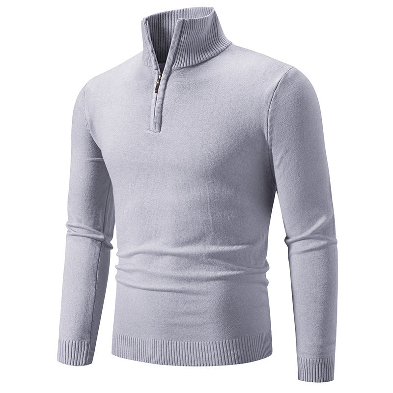 2023 Men's Plus Size Fleece Zip Mock Neck Sweater