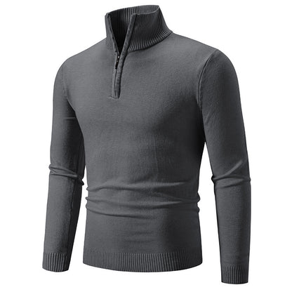 2023 Men's Plus Size Fleece Zip Mock Neck Sweater